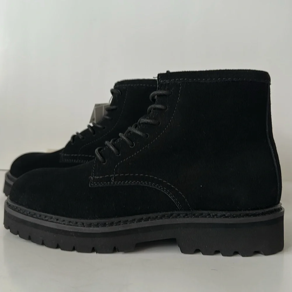 Zara Men's Leather Black Lace-Up Boots